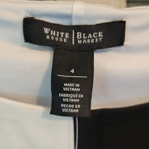 White House Black Market Black White Colorblock Sleeveless Blouse - Picture 4 of 7
